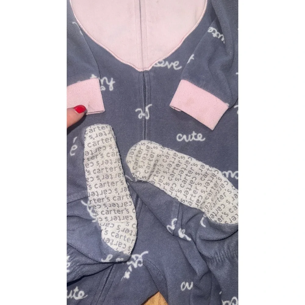 Carter's‎ Toddler 2T Footed Pajamas Sleepwear Blue Pink Heart Love Cute
